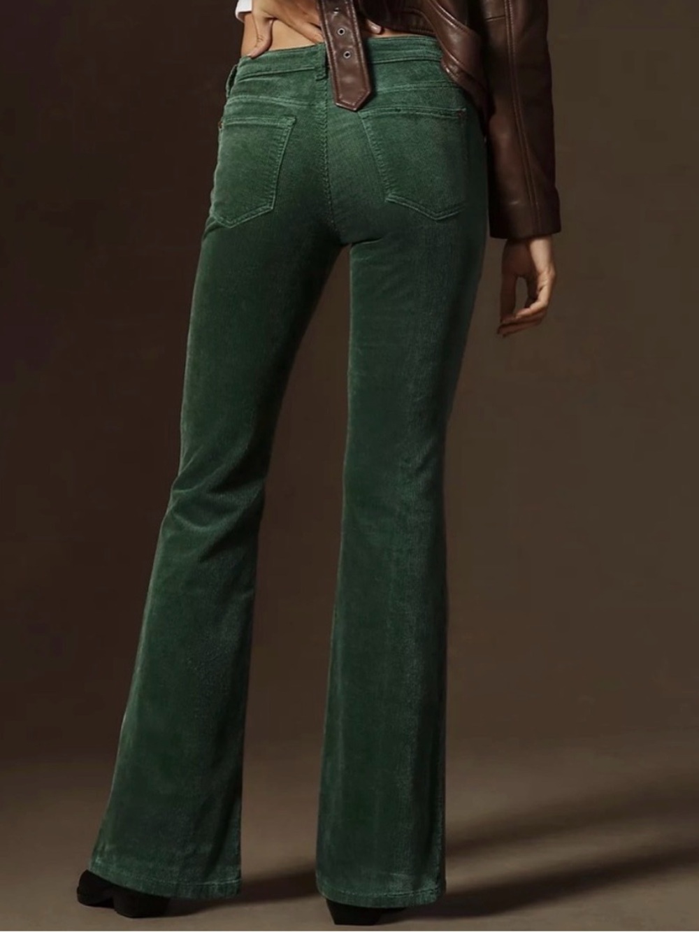 Anthropologie Pilcro The Low-Rise Icon Flare Corduroy Chop Pocket Green Size 25 - Picture 4 of 15